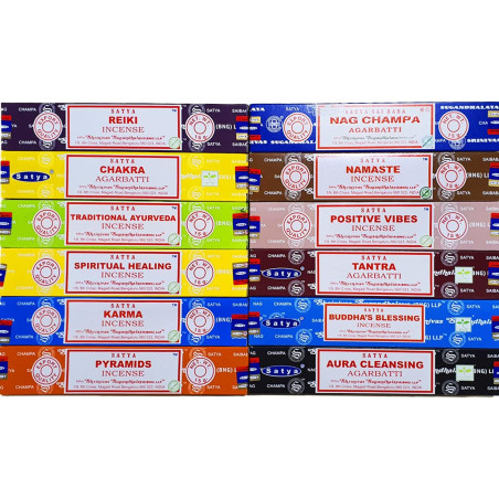 Pack de inciensos Satya - Surtido de 12 fragancias - Pack 3