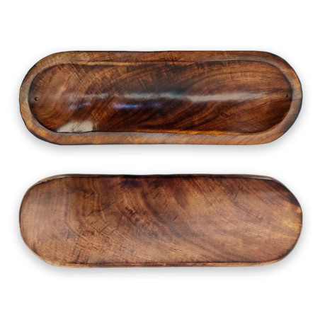 Porta encens artesanal de fusta tropical 30x10x3 cm 2