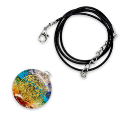 Chakra Resin Pendant with Flower of Life & Star of David - Energy