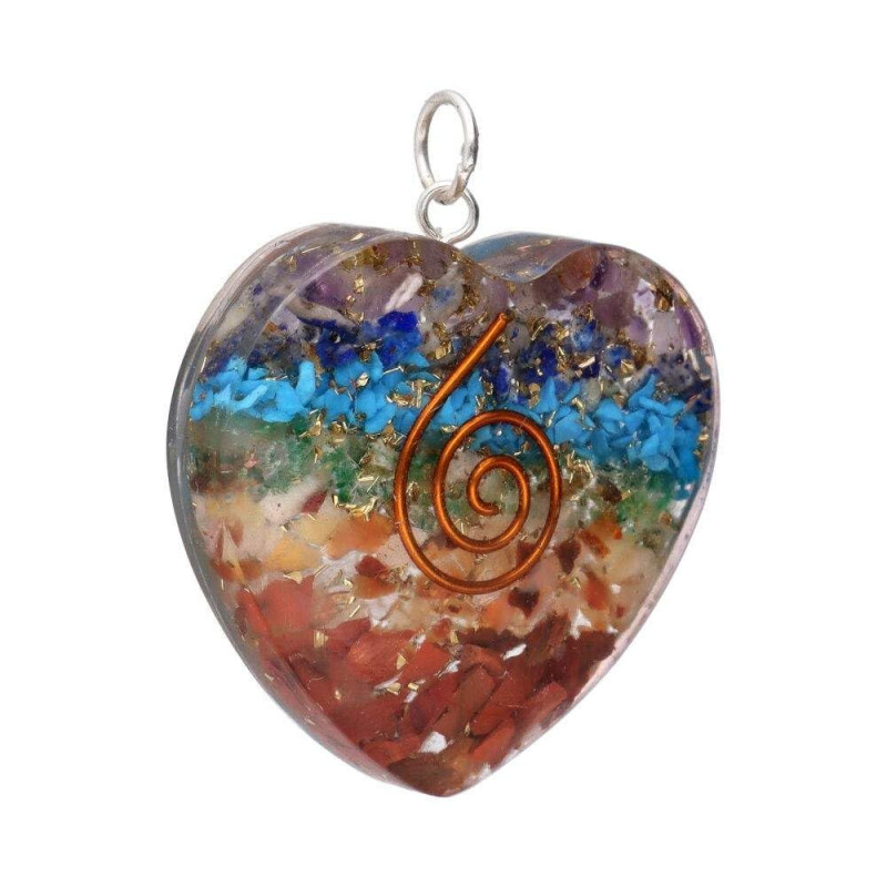 Colgante Resina Chakras Estilo Orgonita Corazón - Energía y Armonía