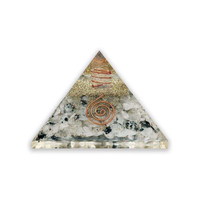 Orgonite Pyramid with Moonstone 76 mm - Energy & Balance