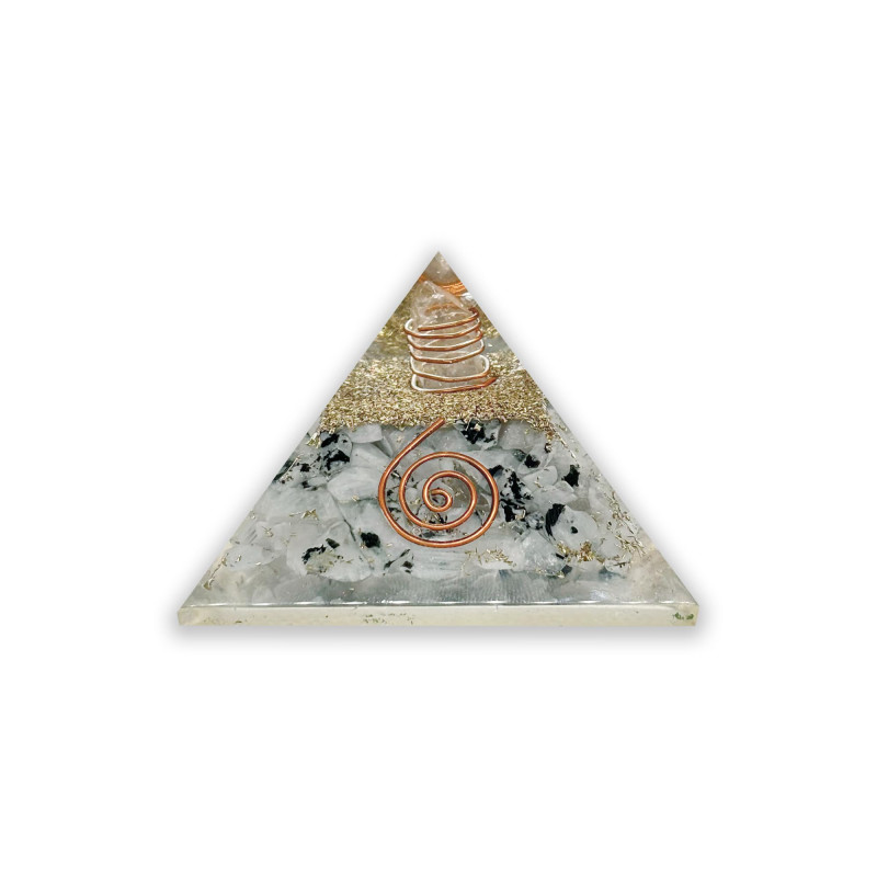 Orgonite Pyramid with Moonstone 2.4” (61 mm) - Energy & Harmonization
