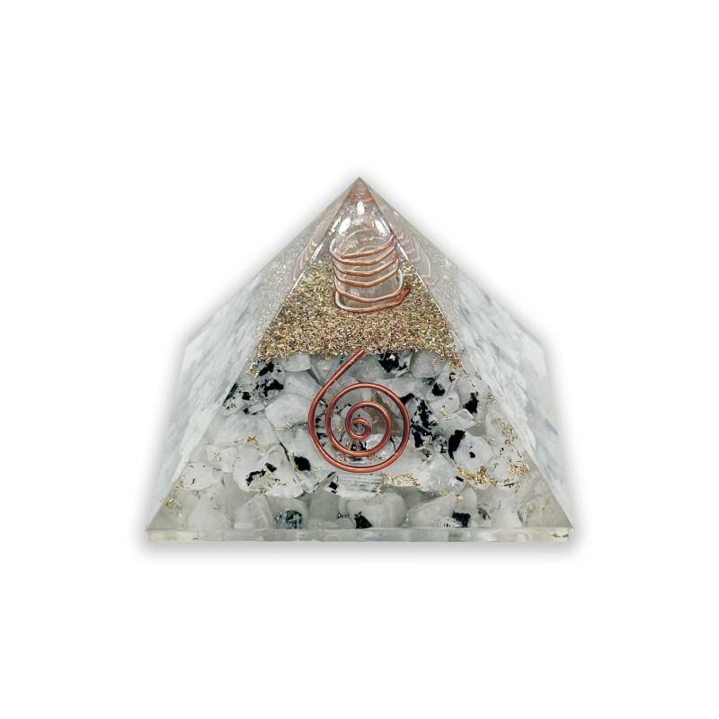 Orgonite Pyramid with Moonstone 2.4” (61 mm) - Energy & Harmonization