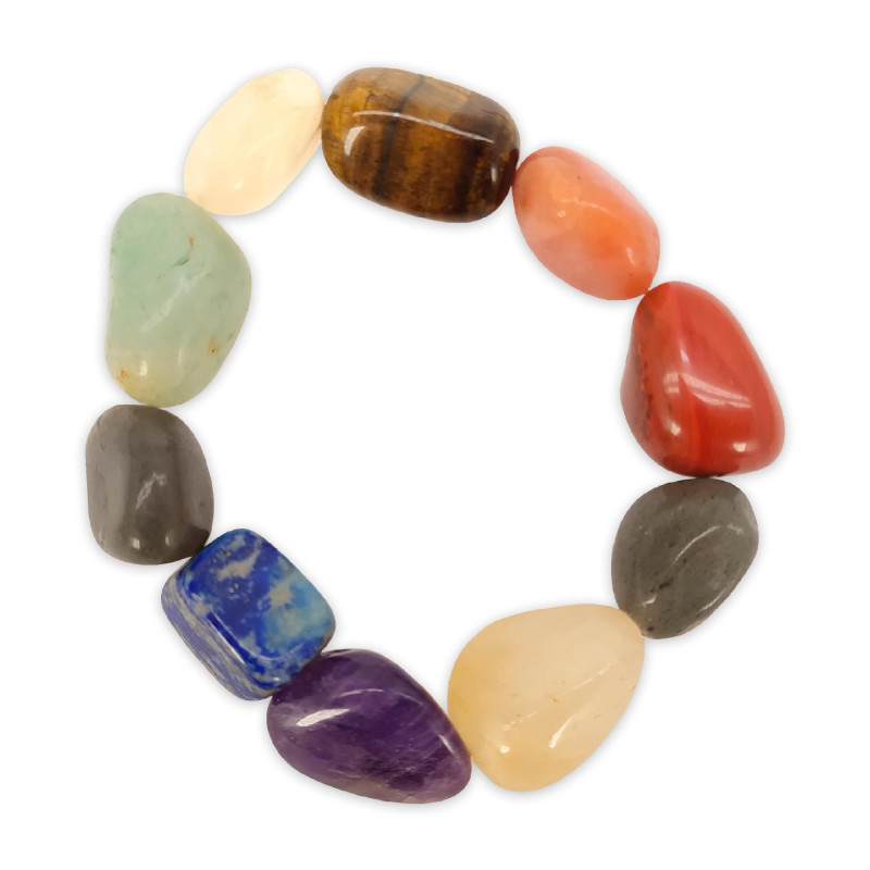Pulsera 7 Chakras de Cantos Rodados – Equilibrio Energético y Bienesta