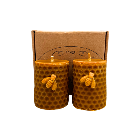 Beeswax Honey Candle Pack of 2 - 8 x 6 cm