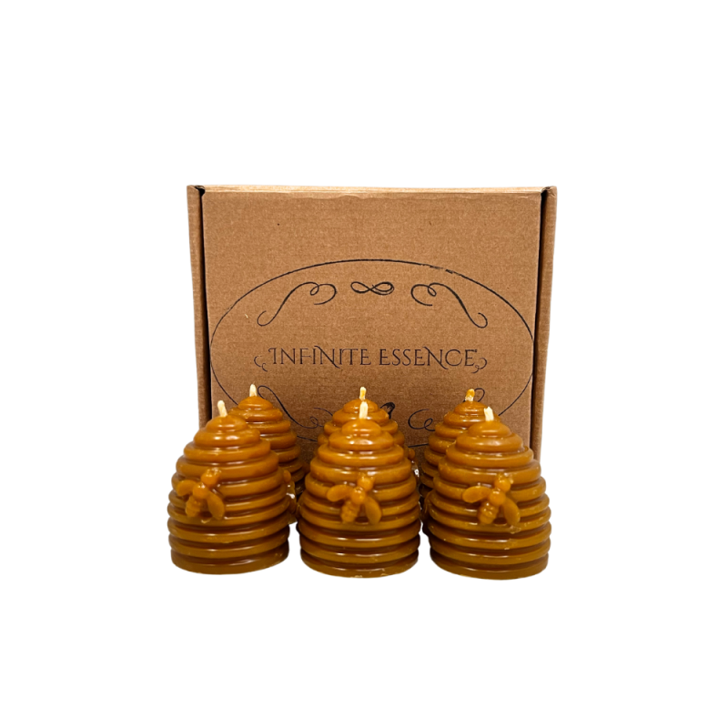 Pack of 6 Natural Beeswax Candles – Handmade and Paraffin-Free