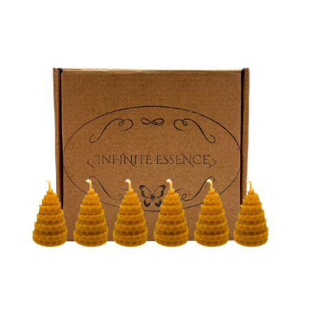 Honey Candle Pack of 6 - Spiral Shape 5 x 3 cm | Pure Beeswax