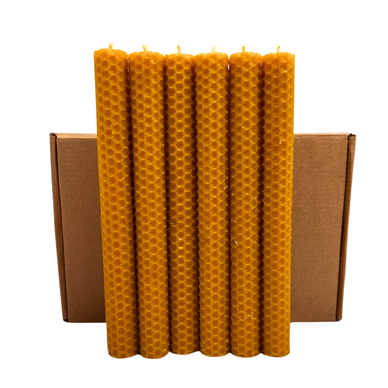 Pack 12 Velas de miel de abeja 20x2 cm – Artesanales y Naturales